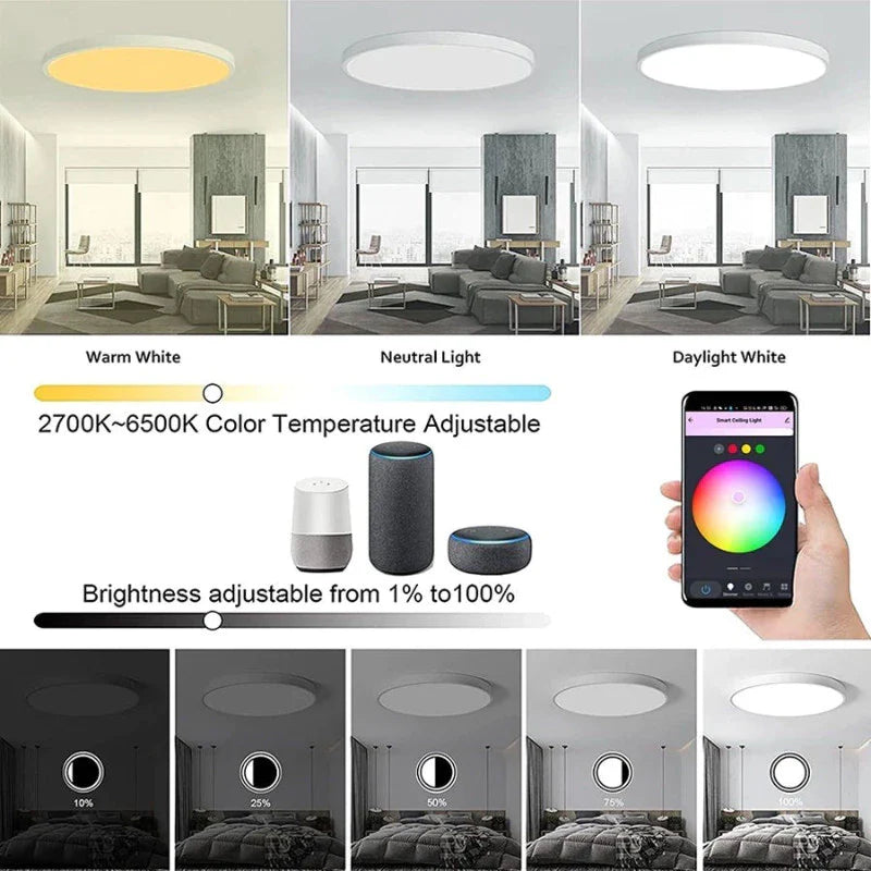 Tuya Wi-fi Smart Ceiling Light LED Bulb RGBCW 24W Dimmable Light Smart Life Works With Alexa Google Home