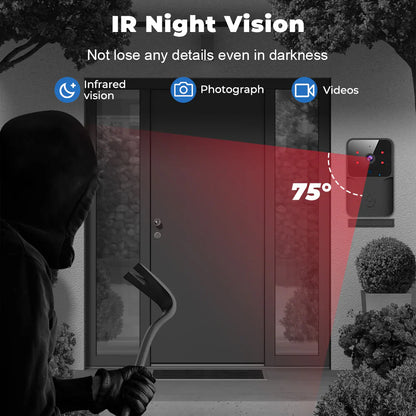 SMATRUL TUYA Wireless Intelligent  High-Definition Camera Wi-Fi Doorbell  (Outdoor) - Black 1/2