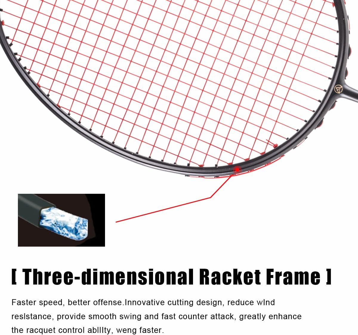 ALPSPORT BLACK XHP - ALP XHP 6U/G4  Badminton Racket With Grips [Full Carbon Fiber]- 1 PC BLACK