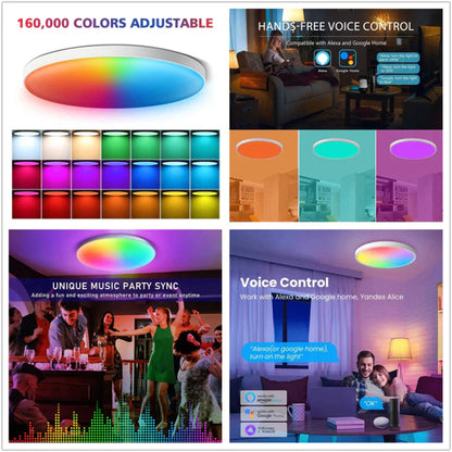 Tuya Wi-fi Smart Ceiling Light LED Bulb RGBCW 24W Dimmable Light Smart Life Works With Alexa Google Home