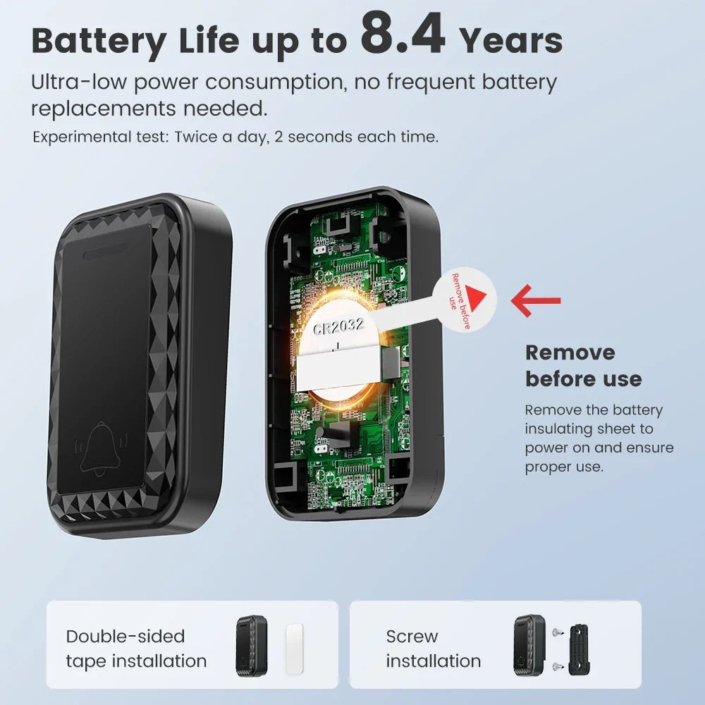 SMATRUL Wireless Door Bell [1 BUTTON - 3 RECEIVERS] - Black