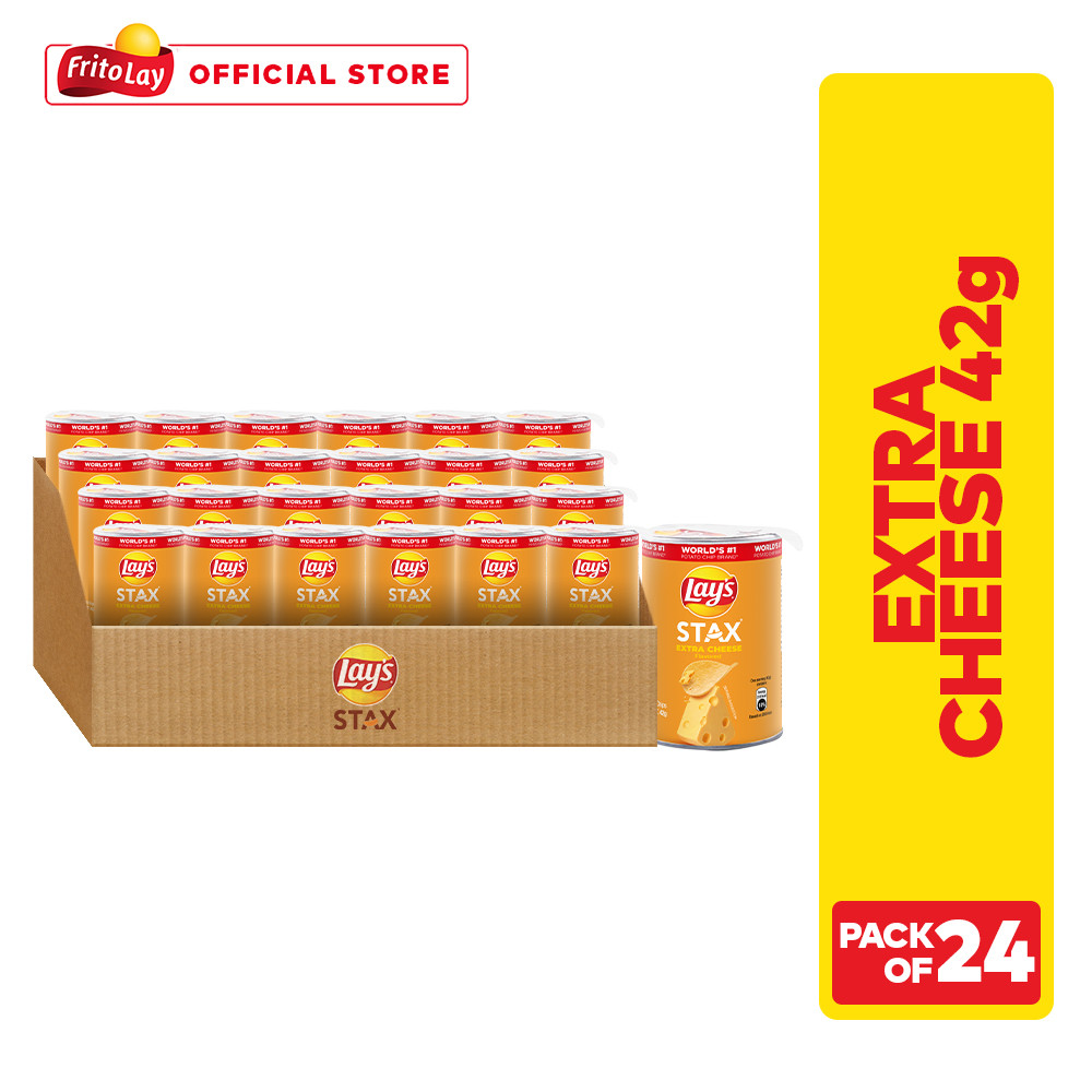 1 CASE Lays STAX Extra Cheese Potato Chips (42g x 24pcs)