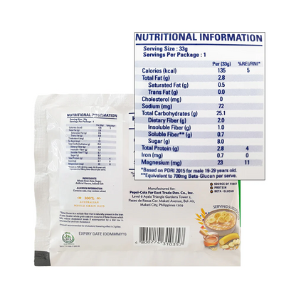 1 CASE - Quaker Banana & Honey Flavored Oats (33g x 12) 10 Boxes