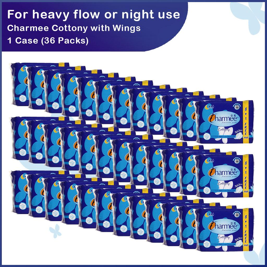 1 CASE - Charmee Sanitary Napkin for Heavy flow with Wings [8's x 36 Packs]