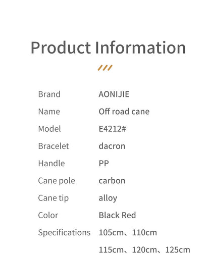Aonijie E4212 All Carbon Mountaineering Trekking Pole 120cm - Black/Red 2pcs