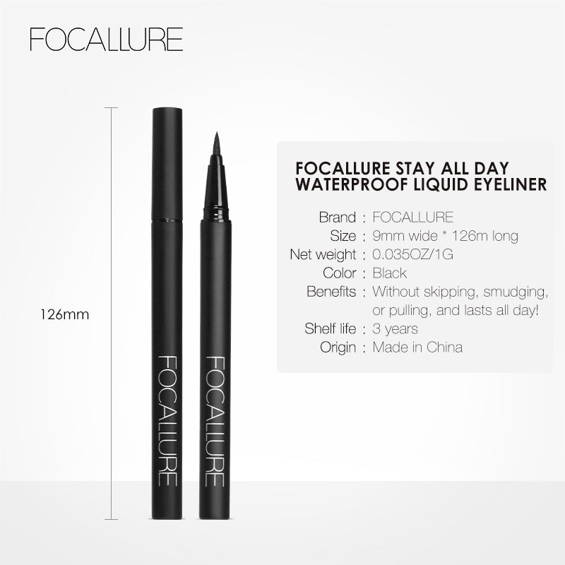 FOCALLURE Stay All Day Liquid Eyeliner Pen [ Waterproof and Oil Resistant ]