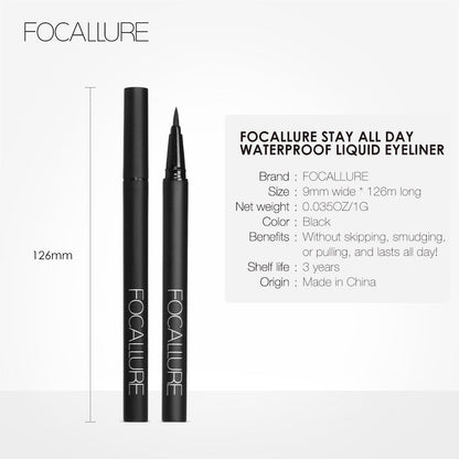 FOCALLURE Stay All Day Liquid Eyeliner Pen [ Waterproof and Oil Resistant ]