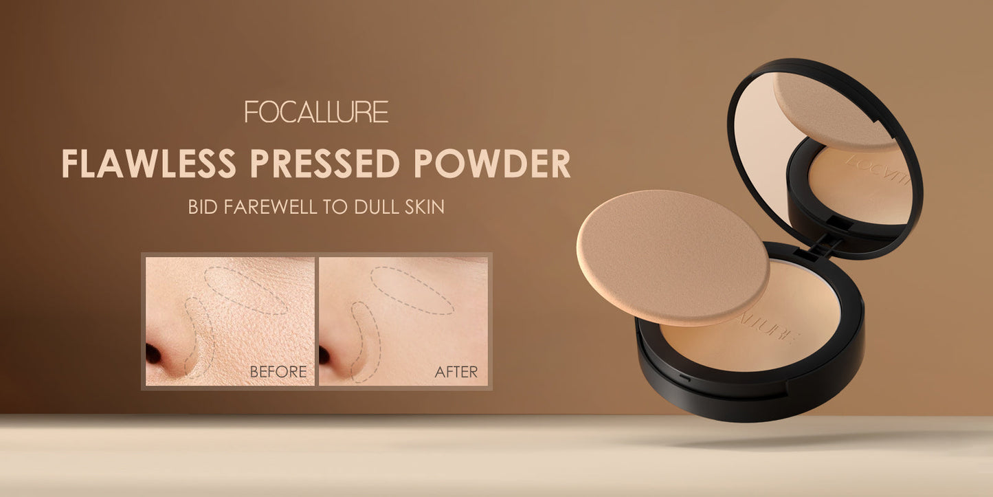 FOCALLURE Waterproof Flawless Pressed Powder  [ Longlasting base Makeup ]