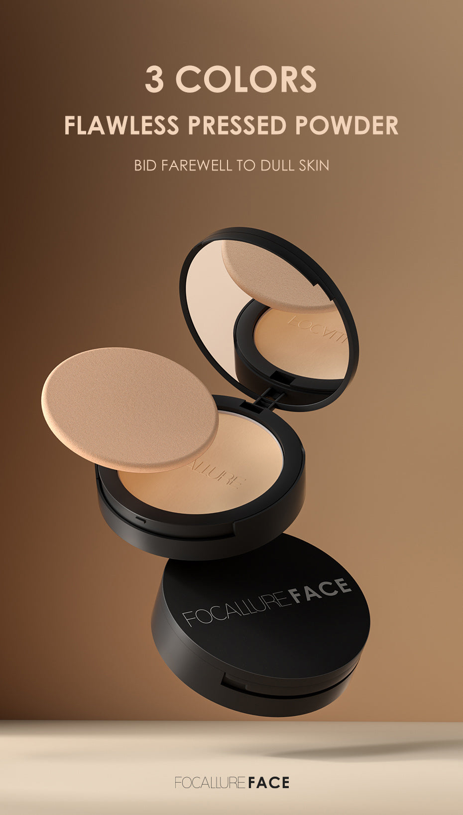 FOCALLURE Waterproof Flawless Pressed Powder  [ Longlasting base Makeup ]