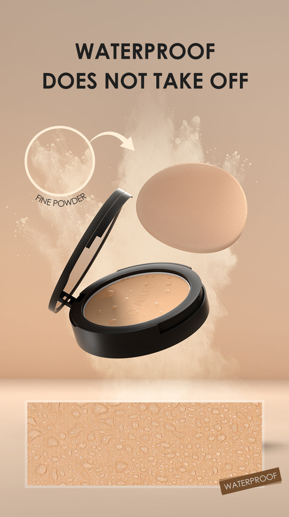 FOCALLURE Waterproof Flawless Pressed Powder  [ Longlasting base Makeup ]
