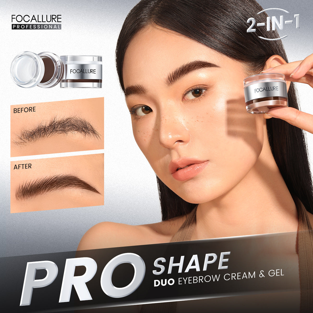 FOCALLURE Multi Pro Duo Eyebrow Cream + Gel [ Quick dry and Waterproof ]