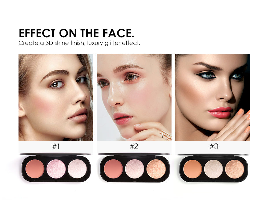 FOCALLURE 3 Color Blusher & Highlighter Palette [ Water and Smudge Proof ]