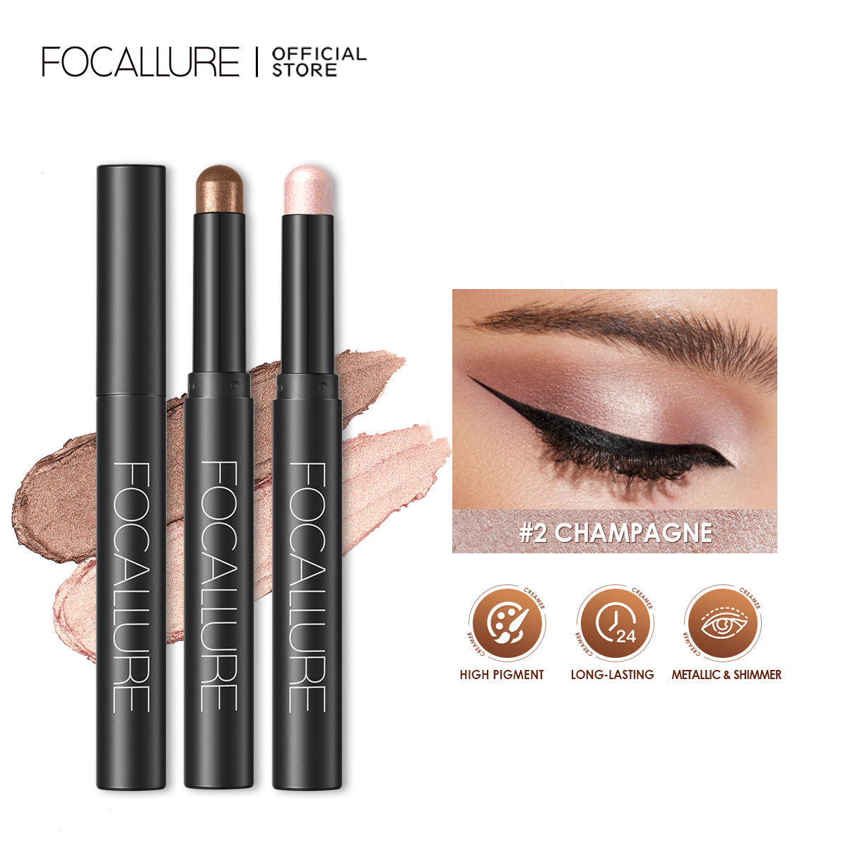 FOCALLURE Longwear Eyeshadow pencil & Liner Combination