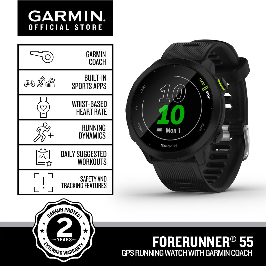 GARMIN Forerunner 55 GPS Running Smartwatch [Up to 14 days of battery life]