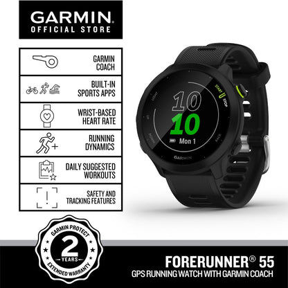 GARMIN Forerunner 55 GPS Running Smartwatch [Up to 14 days of battery life]