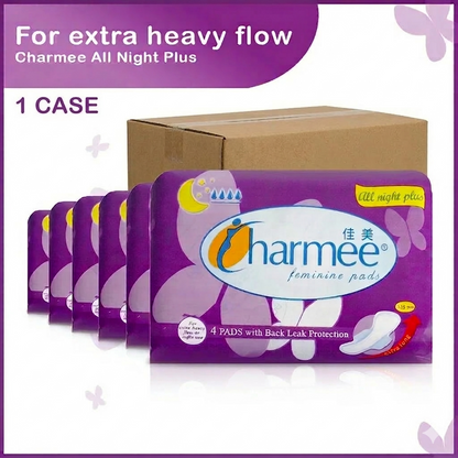 1 CASE - Charmee All Night Plus Feminine Pads 4s x 24 packs