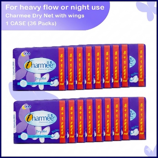 1 CASE -Charmee Sanitary Napkin Dry Net Heavy Flow With Wings [8's x 36 packs]