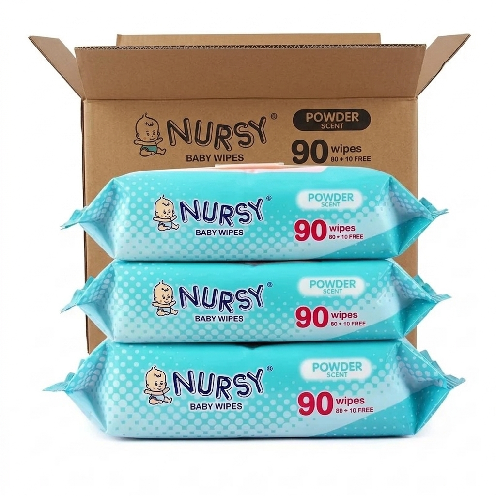 Nursy Baby Wipes in Powder Scent 90's [ BUNDLE OF 4 and 24 ]