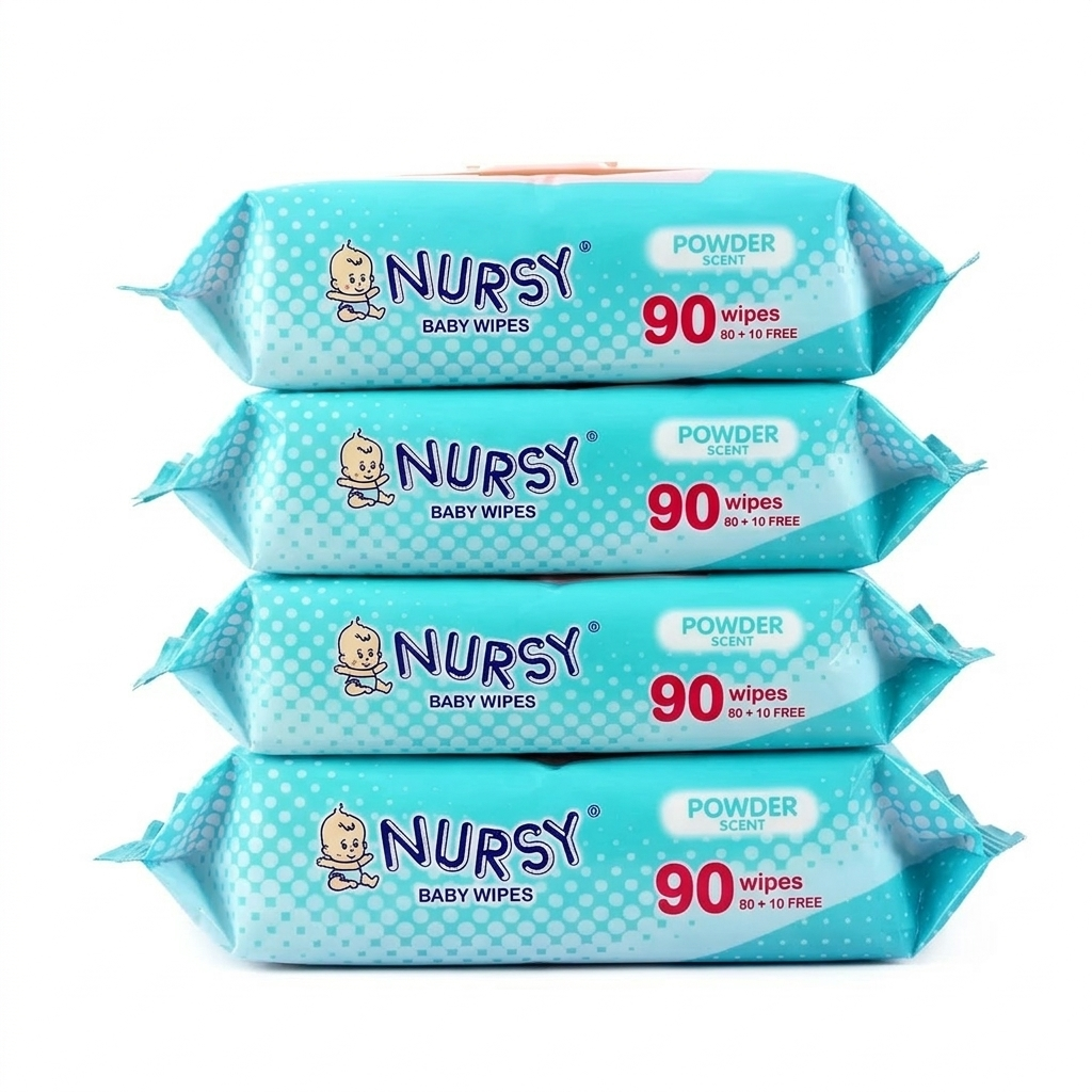 Nursy Baby Wipes in Powder Scent 90's [ BUNDLE OF 4 and 24 ]