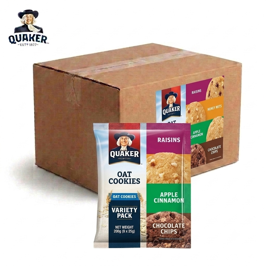 1 CASE - Quaker Oats Cookies Variety Pack 200g x 24