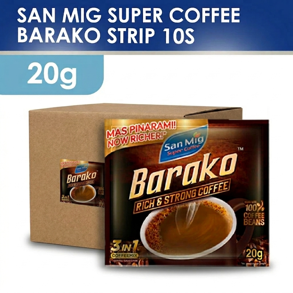 1 CASE SAN MIG Super Coffee Barako Strip (24 PACKS of 20g x 10sachet)