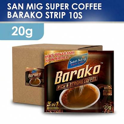 1 CASE SAN MIG Super Coffee Barako Strip (24 PACKS of 20g x 10sachet)