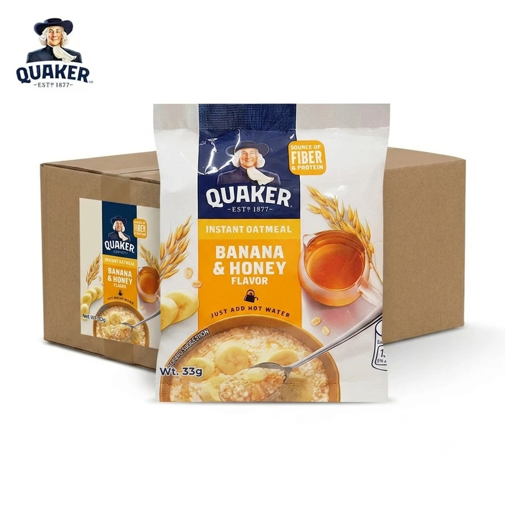 1 CASE - Quaker Banana & Honey Flavored Oats (33g x 12) 10 Boxes