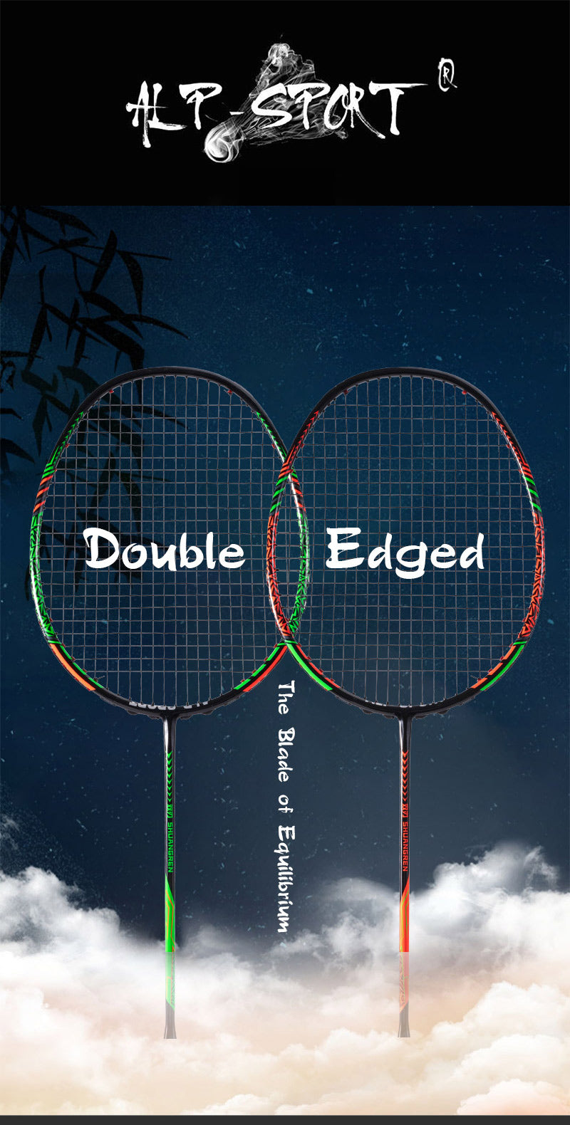 ALPSPORT SR - ALP SR Double-Edged Badminton Racket 9U/G5  [100% Full Carbon Fiber] - 1PC