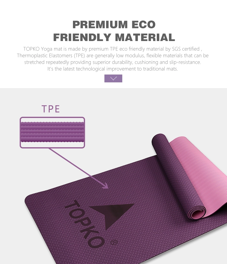 TOPKO TPE Dual Color Pilates Yoga Mat - BLUE