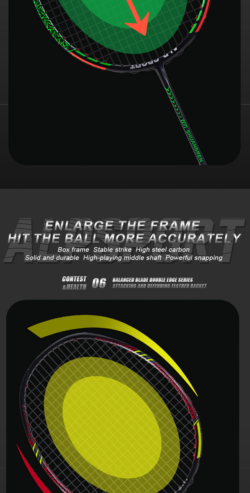 ALPSPORT SR - ALP SR Double-Edged Badminton Racket 9U/G5  [100% Full Carbon Fiber] - 1PC
