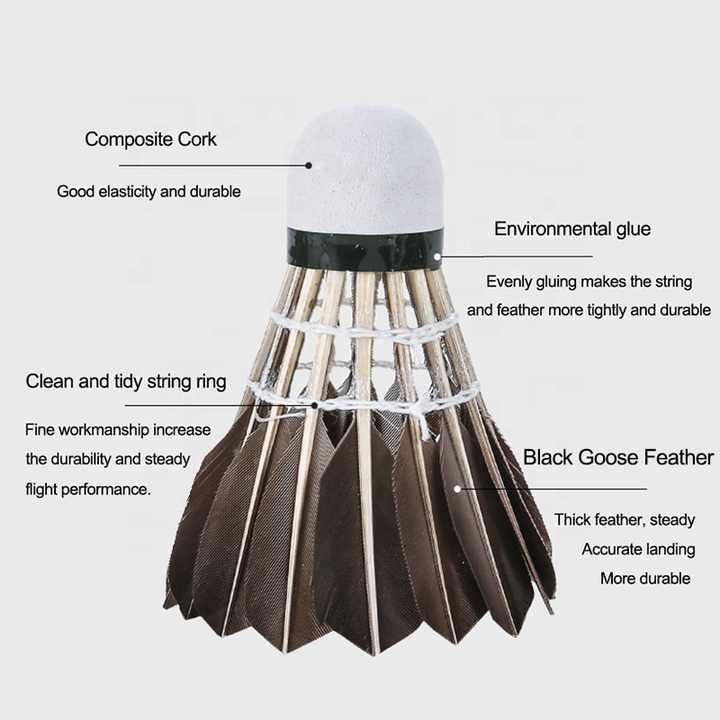 ALPSPORT 806 Shuttle Cocks [Black Goose Feather] - 12PCS