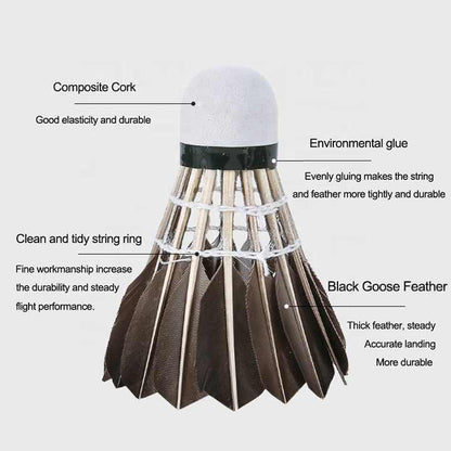 ALPSPORT 806 Shuttle Cocks [Black Goose Feather] - 12PCS