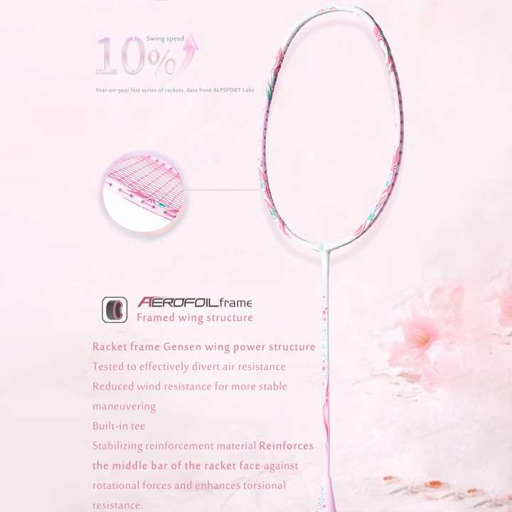 ALP SPORT TXCF 1pc 4U BADMINTON RACKET - ALP Cherry Carbon Fiber Pink & Purple Goddess Model