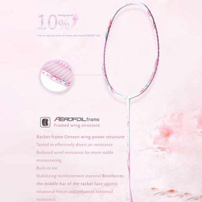 ALP SPORT TXCF 1pc 4U BADMINTON RACKET - ALP Cherry Carbon Fiber Pink & Purple Goddess Model