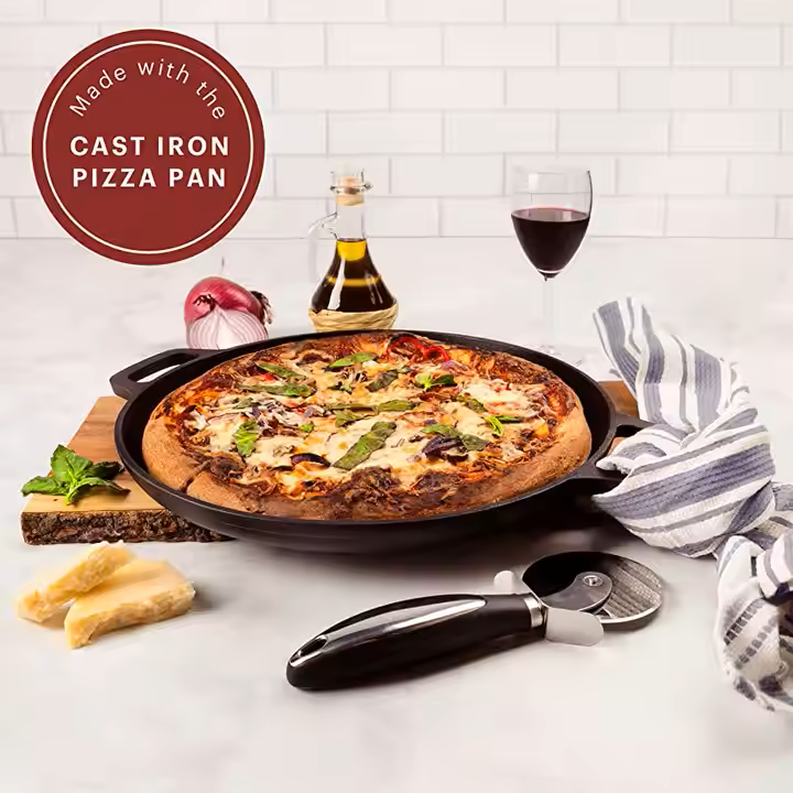 Happiness DUAL HANDLE CAST IRON FRYING PAN - 42cm x 3cm