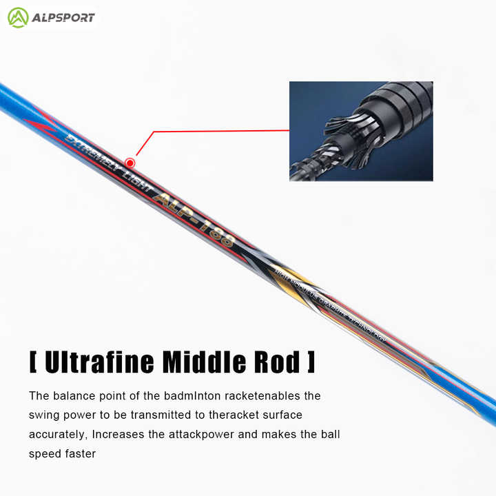 ALPSPORT AIR - ALP AIR Badminton Racket 10U G5 Superlight 52g 28-35lbs [Carbon Fiber] - 1PC
