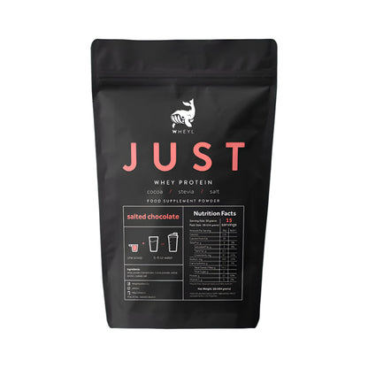 JUST Whey Protein (by wheyl nutrition) Salted Chocolate (454g) ziplock pack w/ free scooper