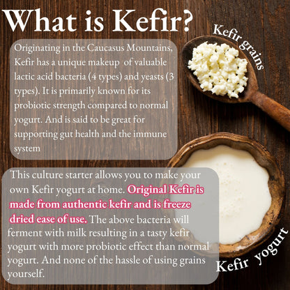 CALCIUM+ JAPANESE ORIGINAL KEFIR STARTER CULTURE (yogurt-style) 12 SACHETS IN 1 POUCH - 1 sachet makes 1 liter