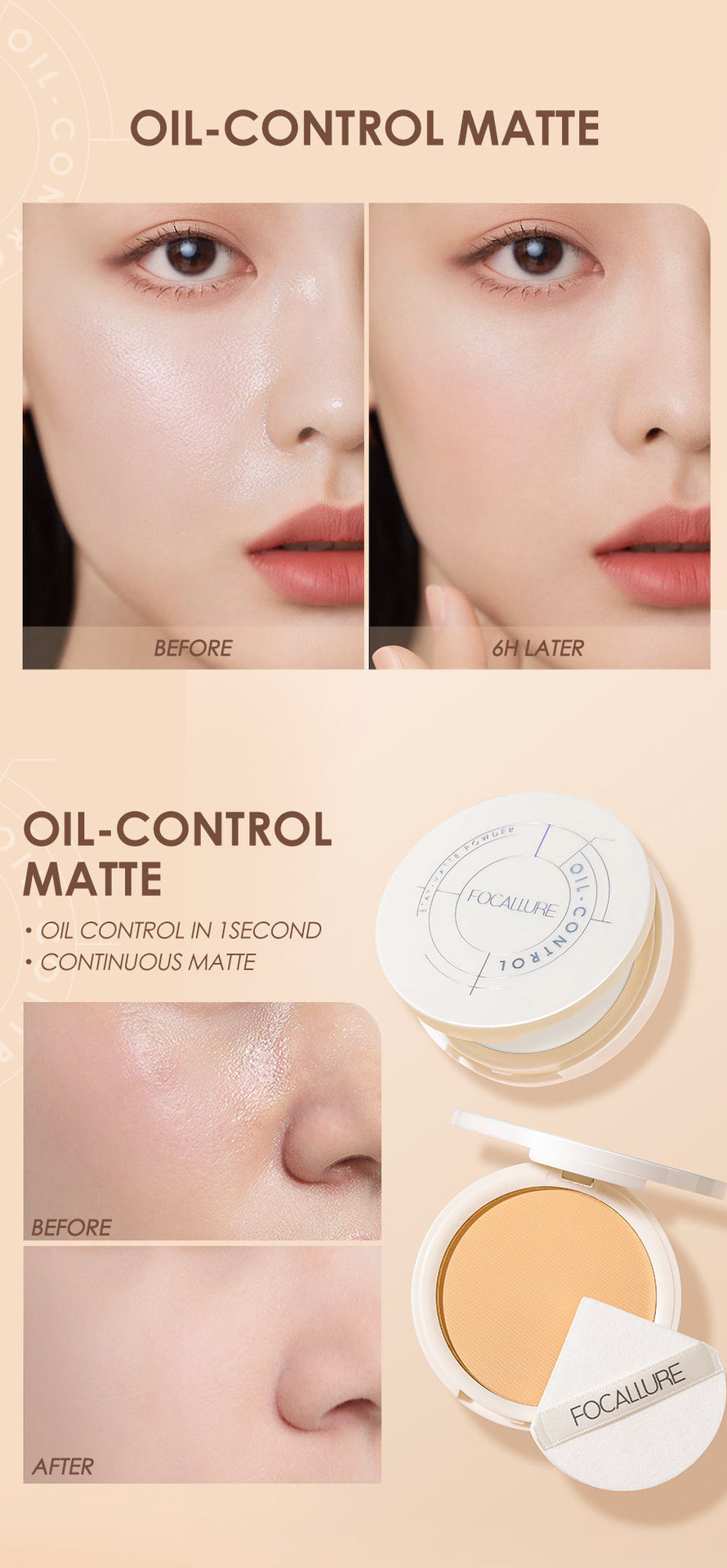FOCALLURE Oil Control Matte Powder [ Natural Long Lasting ]