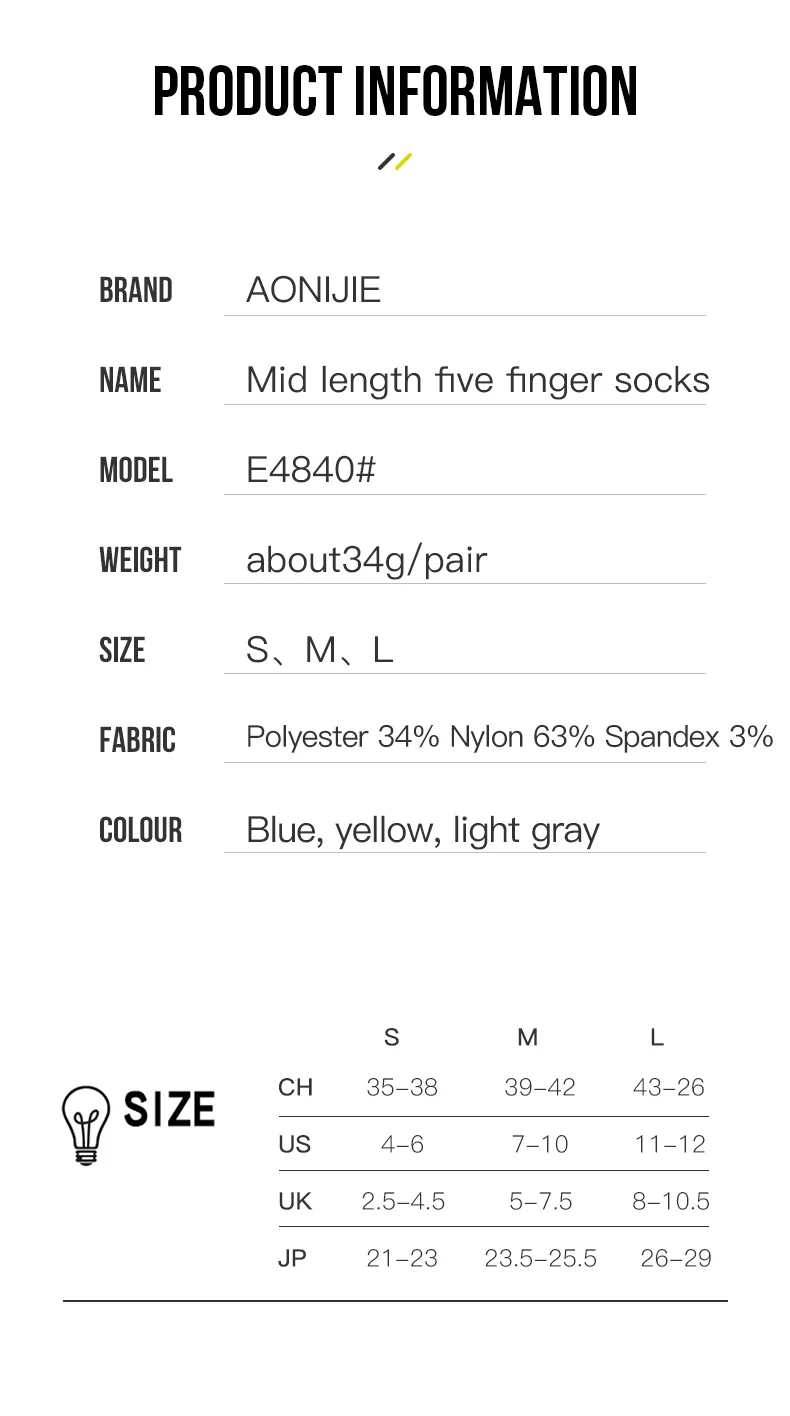 AONIJIE E4840 Sports Five Finger Socks [3 pairs]