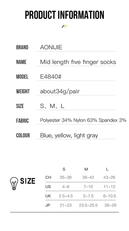 AONIJIE E4840 Sports Five Finger Socks [3 pairs]