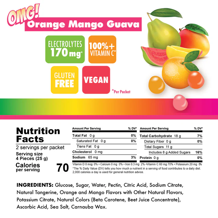 BonkBreaker OMG Energy Chews [Orange, Mango, and Guava] - 1 PACK
