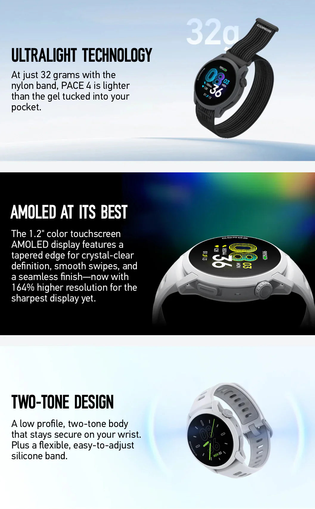 COROS PACE 4 GPS Sports Watch [Ultralight AMOLED GPS]
