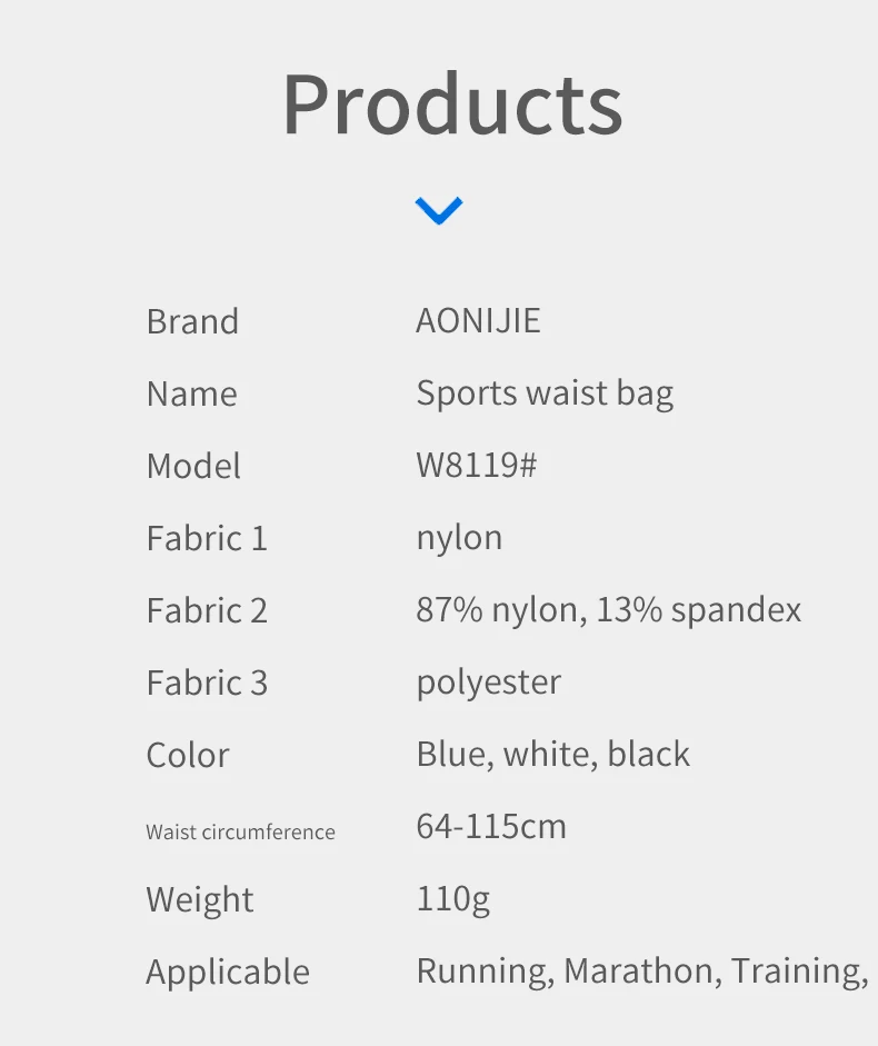 Aonijie W8119 Hydration Sports Running Belt - BLUE