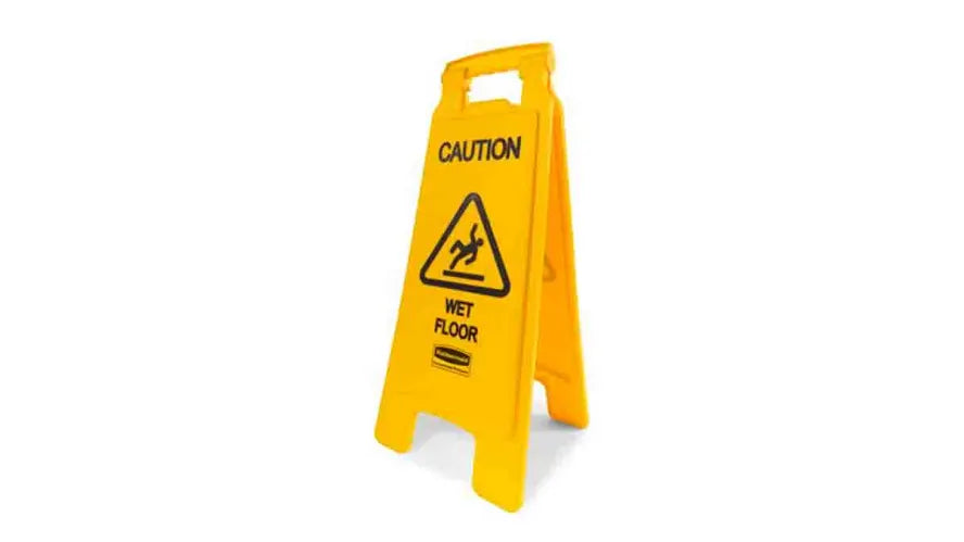 RUBBERMAID YELLOW Stable Safety Sign With Wet Floor Symbol