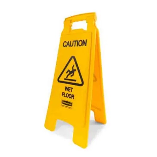 RUBBERMAID YELLOW Stable Safety Sign With Wet Floor Symbol