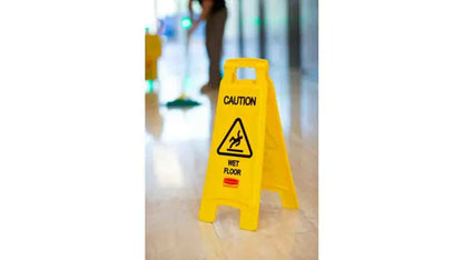 RUBBERMAID YELLOW Stable Safety Sign With Wet Floor Symbol