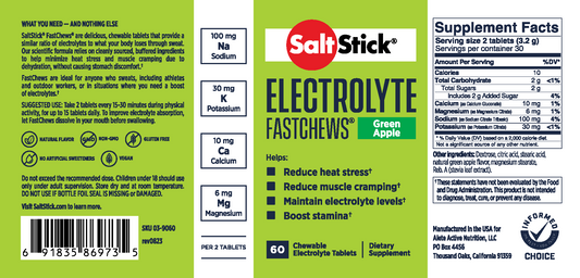 Saltstick Electrolyte Green Apple Fastchews - packet 10ct