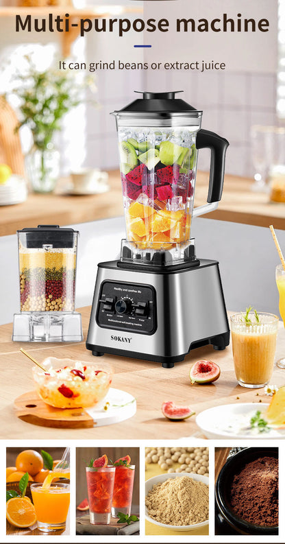 Sokany 2.5L Capacity 9 Speed Adjustable Portable Blender 6000W