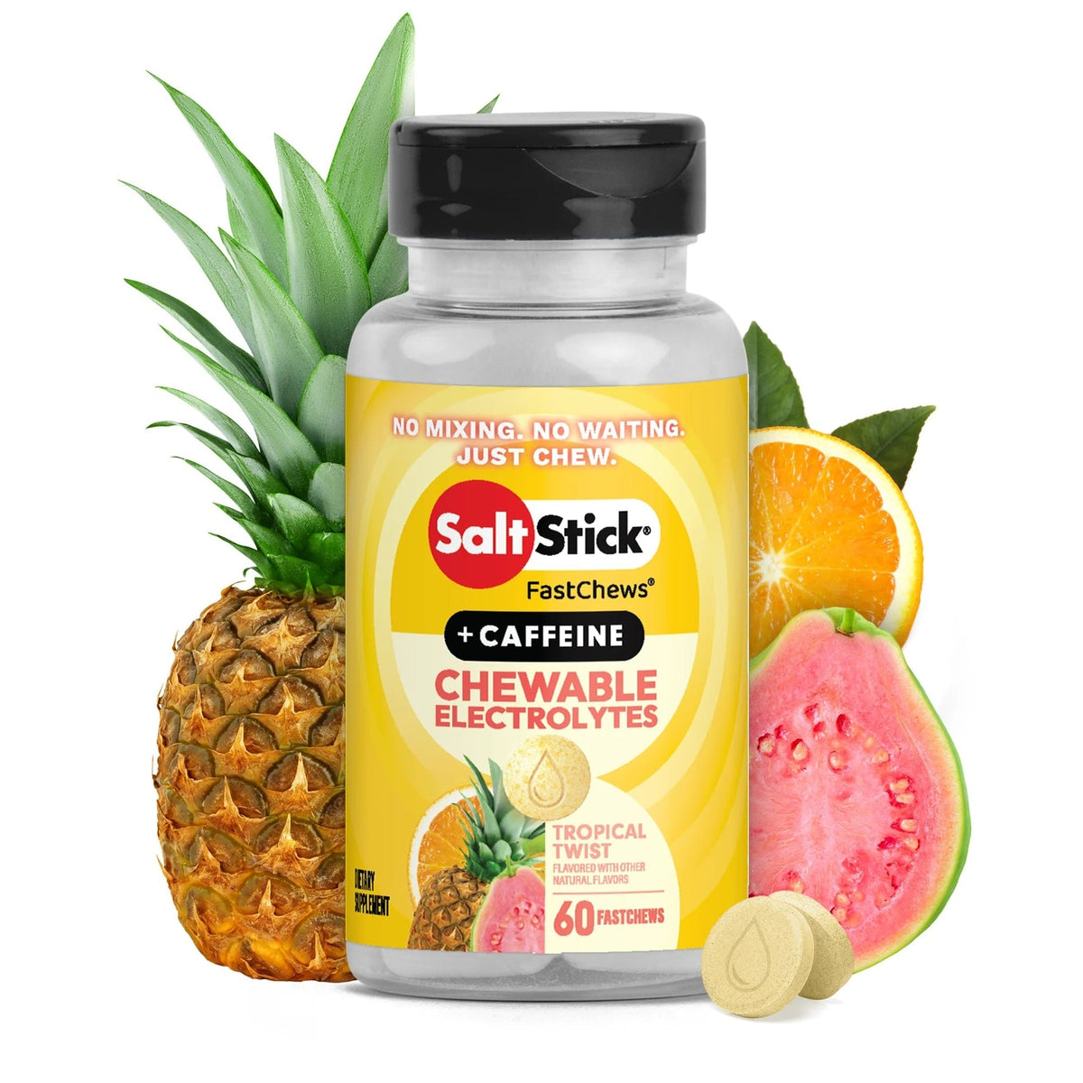 Saltstick Electrolyte Fastchew (Tropical Twist) - Bottle of 60 Chewable Tablets